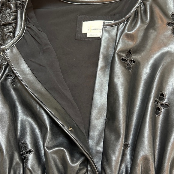 ANTHROPOLOGIE Women’s The Somerset Maxi Dress Faux Leather Embroidered Edition M - Picture 9 of 15